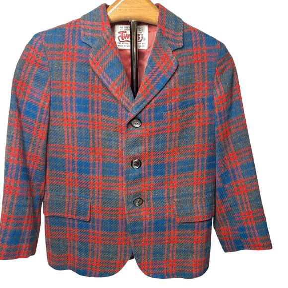 Vintage Twigs Boys Plaid Suit Jacket SZ 6 Retro KidCore Formal Preppy Dapper - Picture 1 of 6